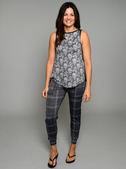 The Jogger - Grey Floral / Grey Plaid